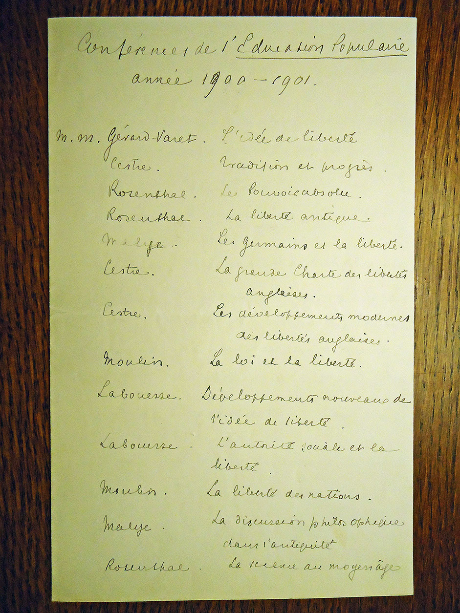 Conférences de l'EP. 1900-1901