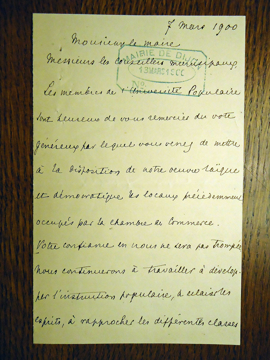 Lettre au maire de Dijon, 7 mars 1900