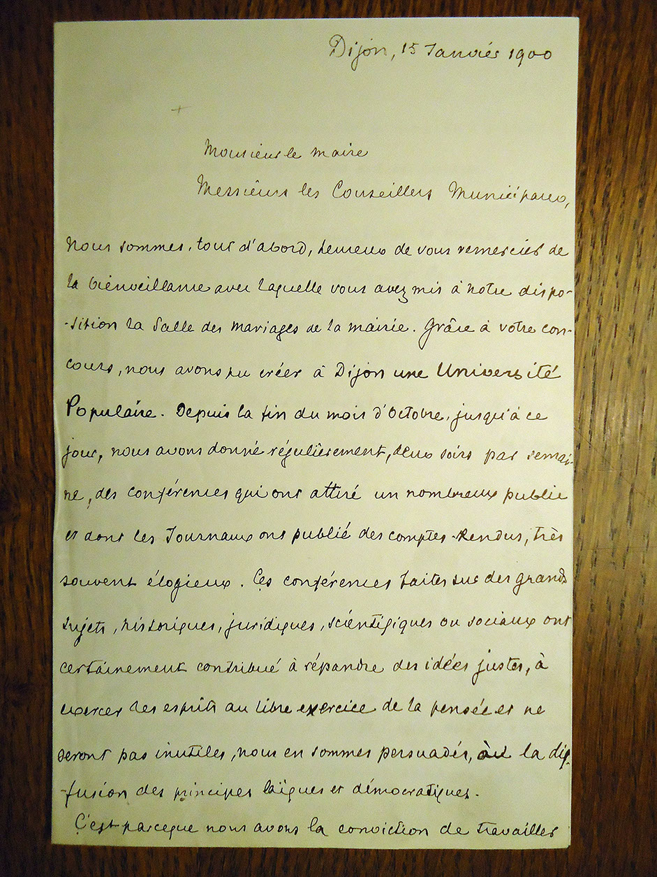Lettre au maire, 15 janvier 1900