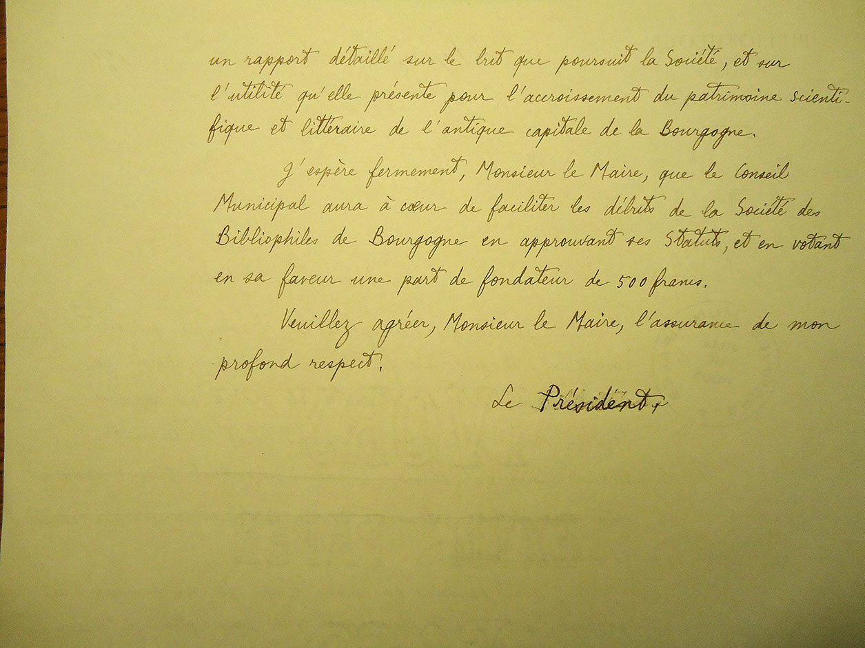 Lettre du Président de la Société au Maire de Dijon 2