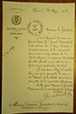 Lettre du Maire de Dijon au Pr&eacute;sident de la Soci&eacute;t&eacute;, 19 mai 1905